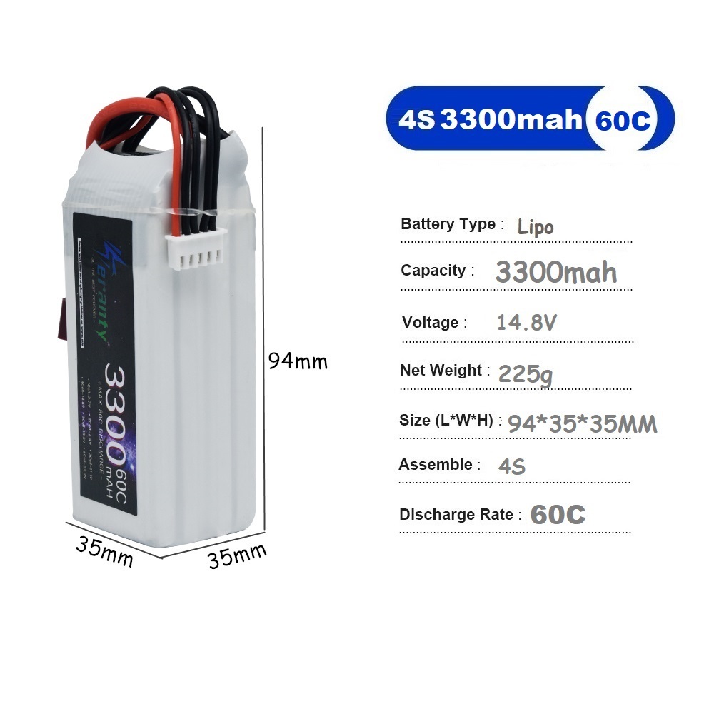 LiPo Akku 4S 3300mAh 60C 14,8V – Drone Racing Battery Bewertung und Preis